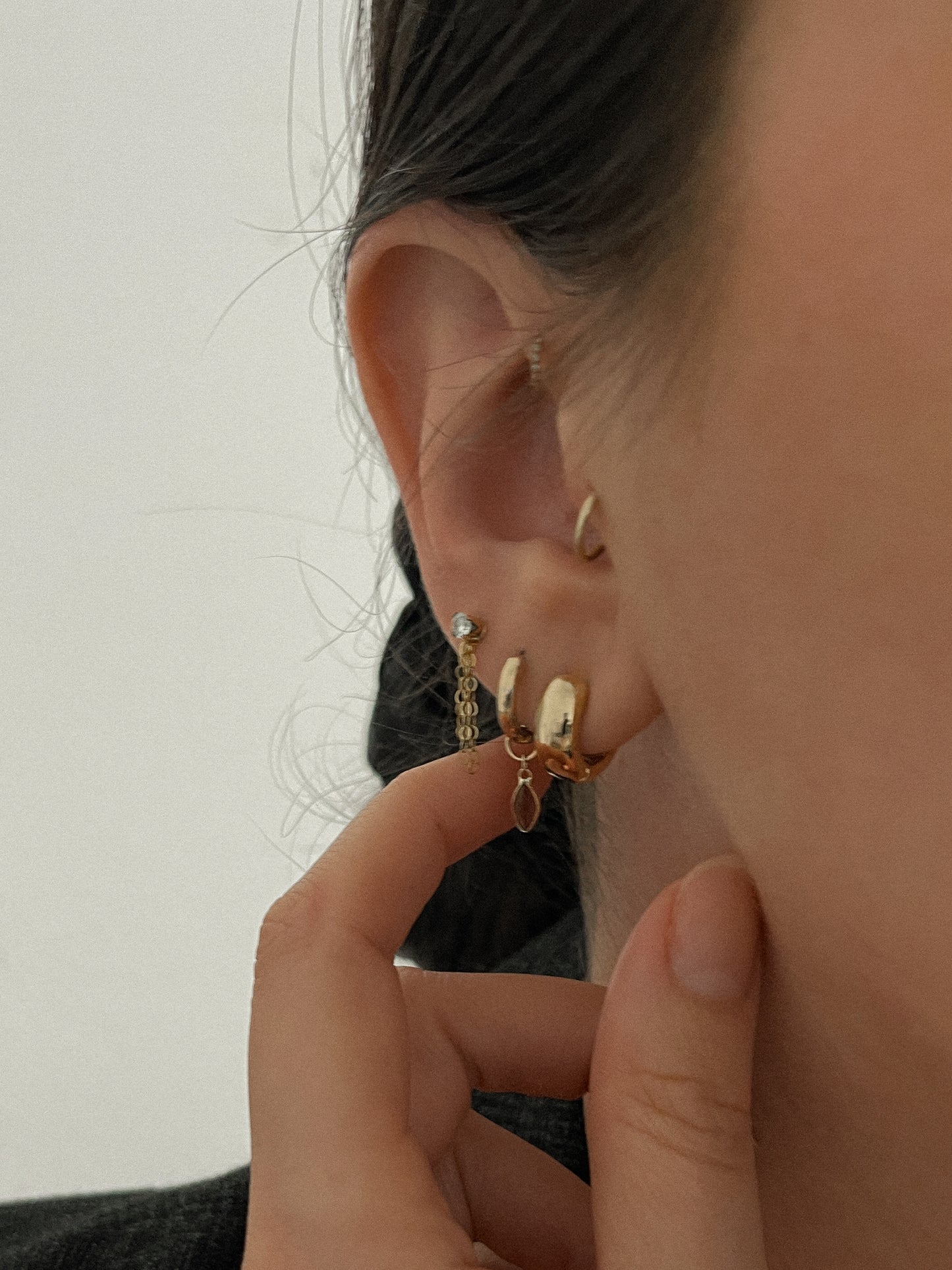 Smoky Topaz Marquise Hoop Charm