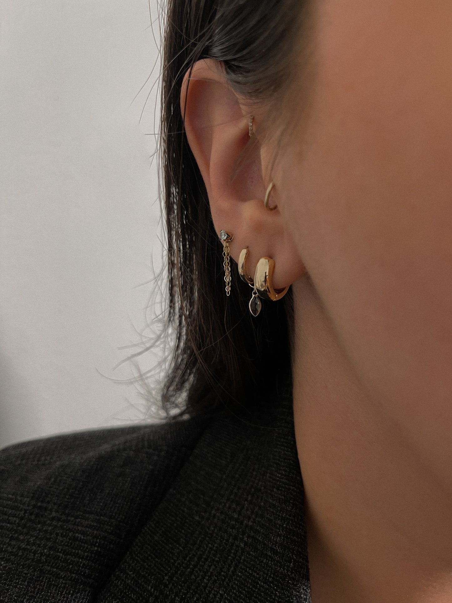 Studs with Chain Charm