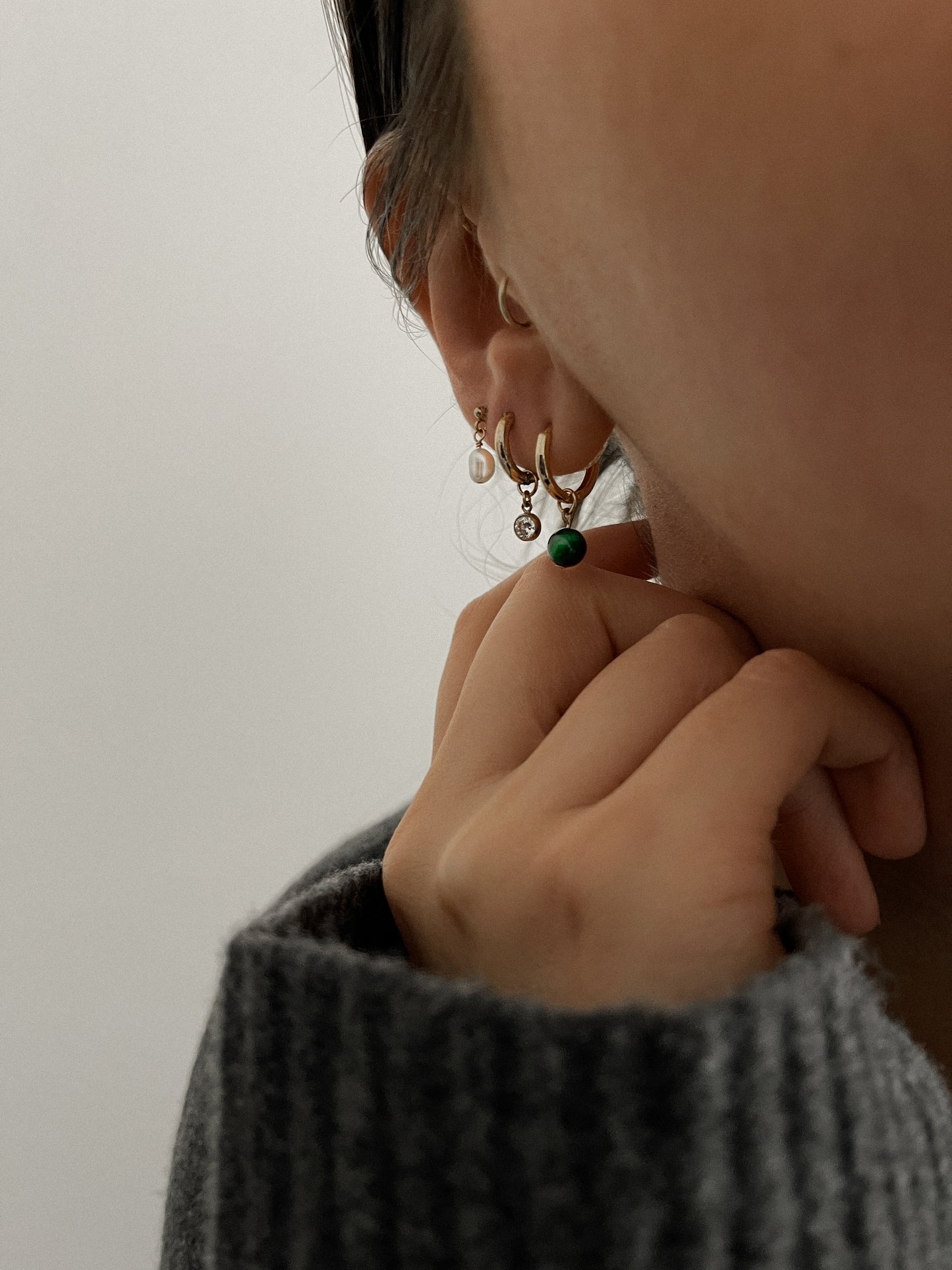 Malachite Bead Hoop Charm