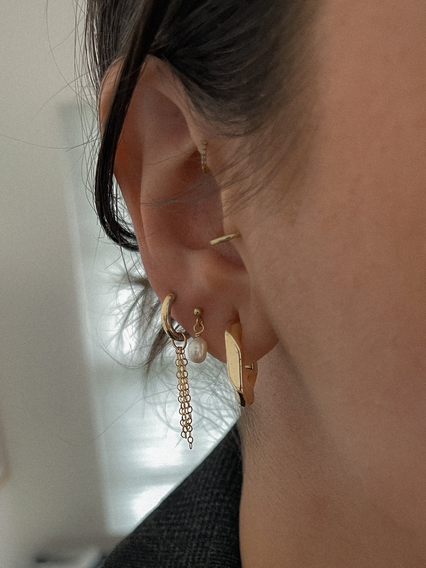 Chain Waterfall Hoop Charm