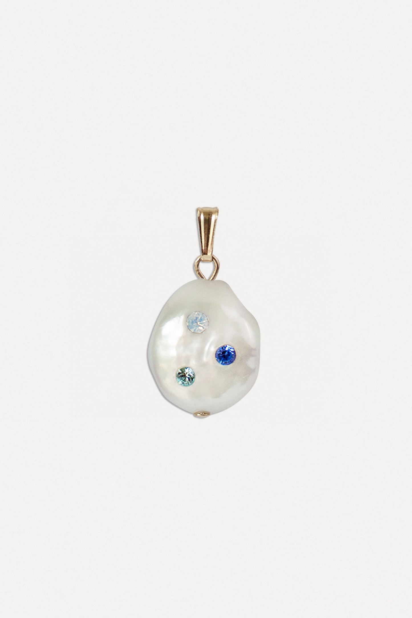 Jeweled Pearl Pendant Necklace - Blue Tones