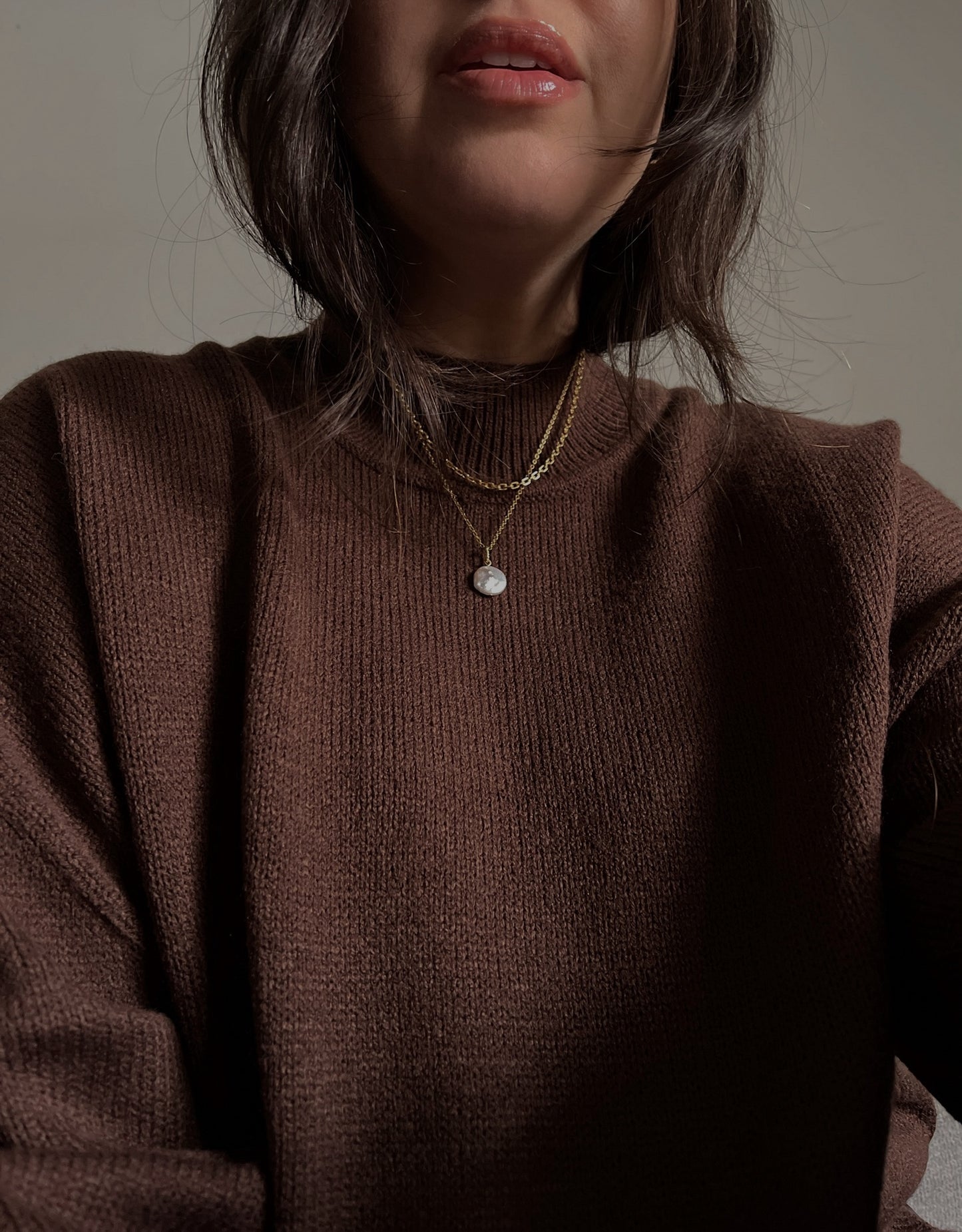 Coin Pearl Necklace Charm