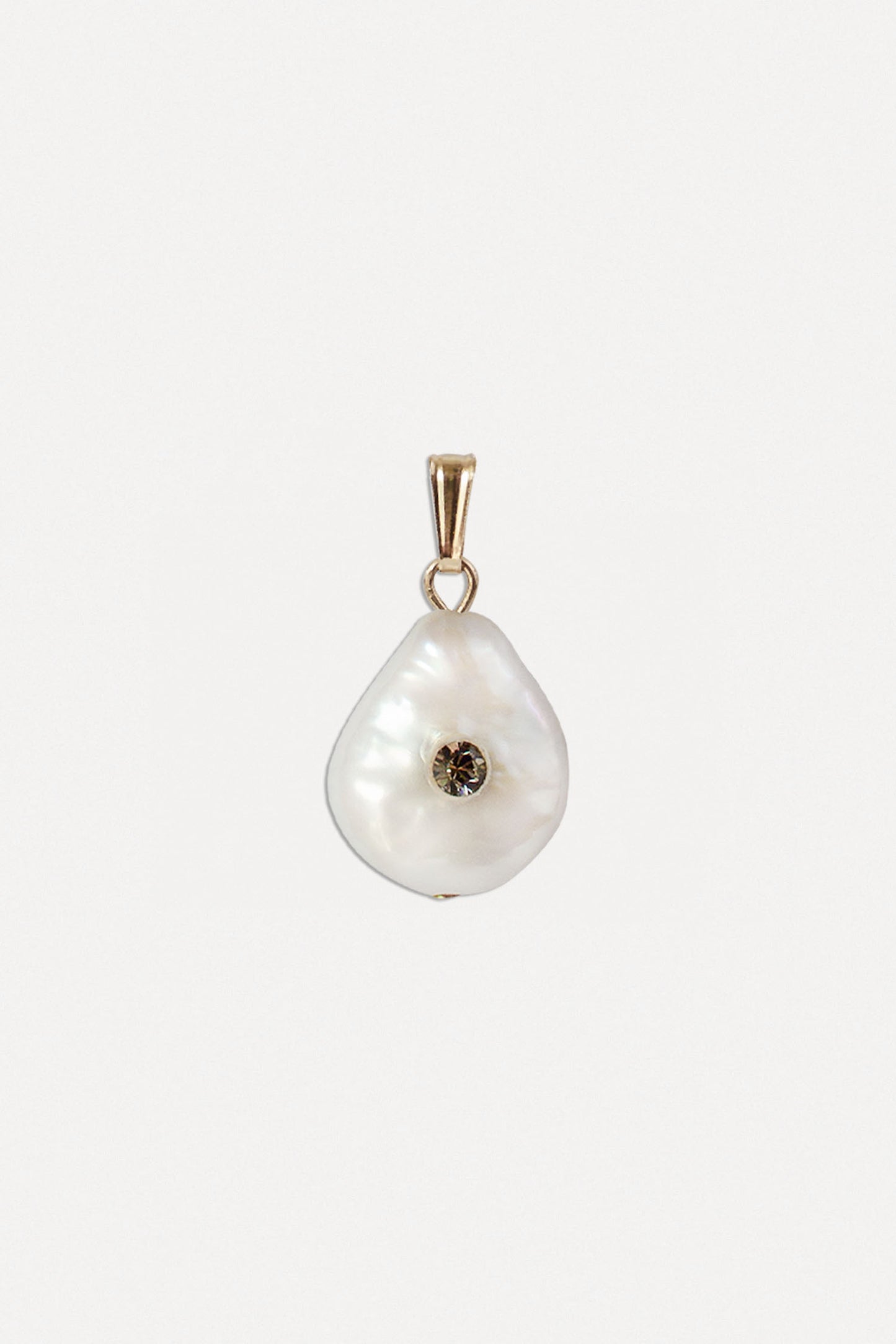 Jeweled Pearl Pendant Necklace - Single Stone