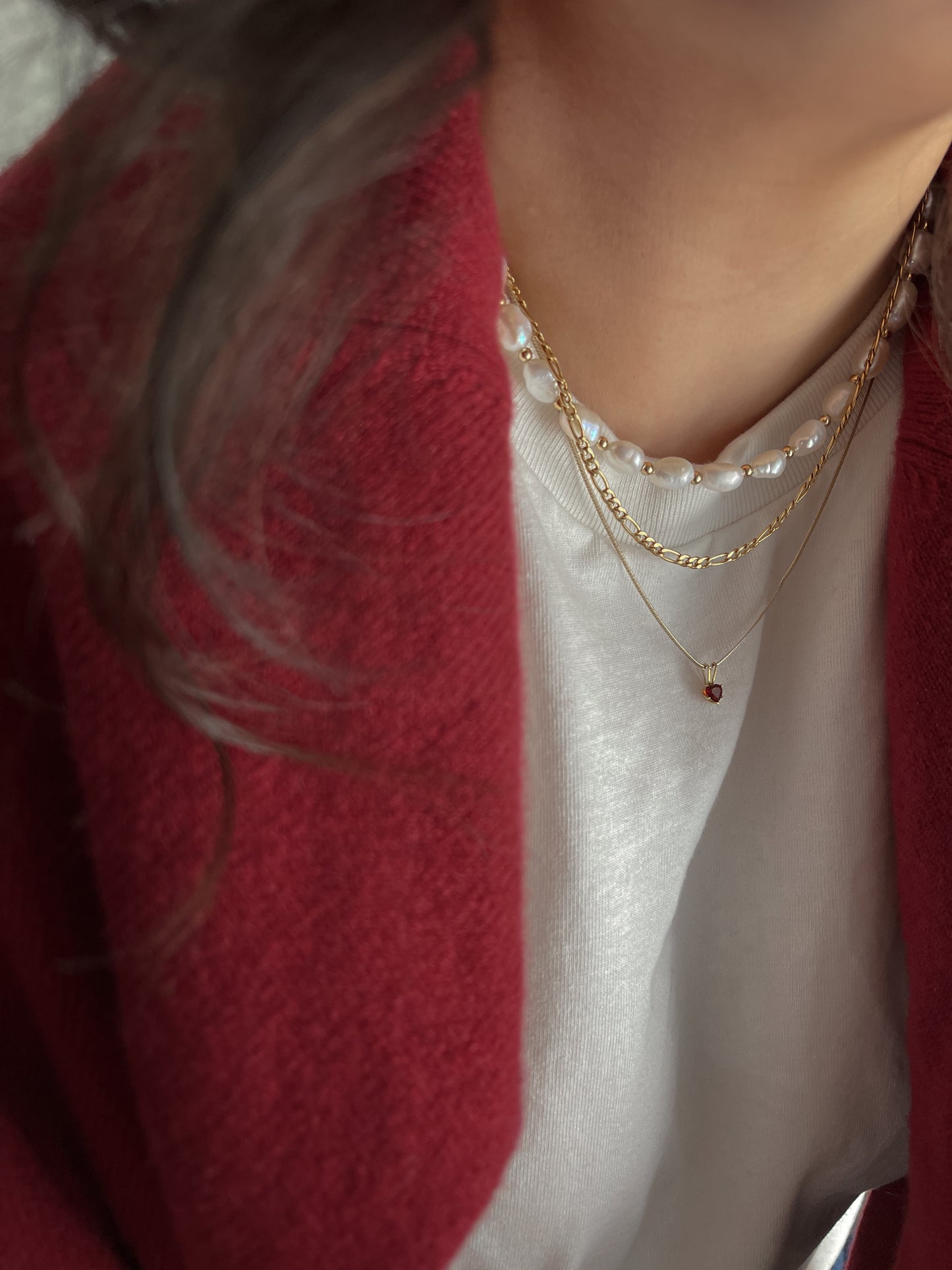 Garnet Heart Pendant Necklace