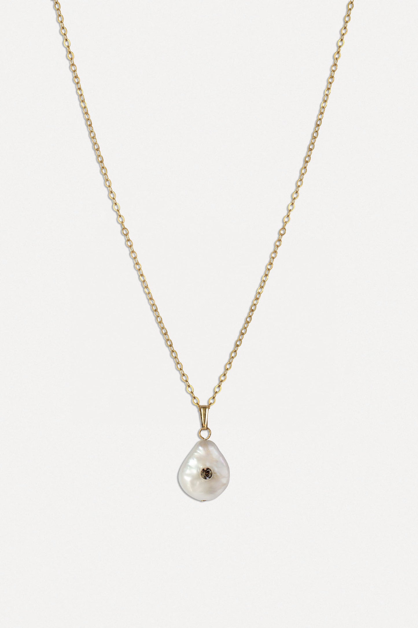 Jeweled Pearl Pendant Necklace - Single Stone